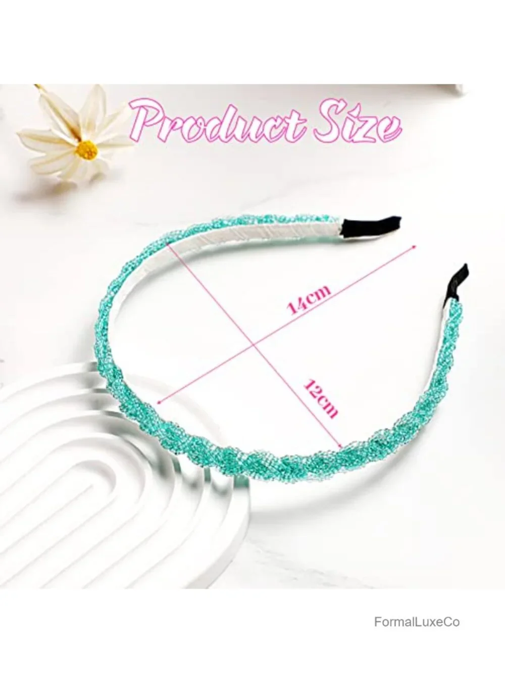 6pc Beaded Headbands Crystal Hair Hoops for Women Sparkly Hair Accessories